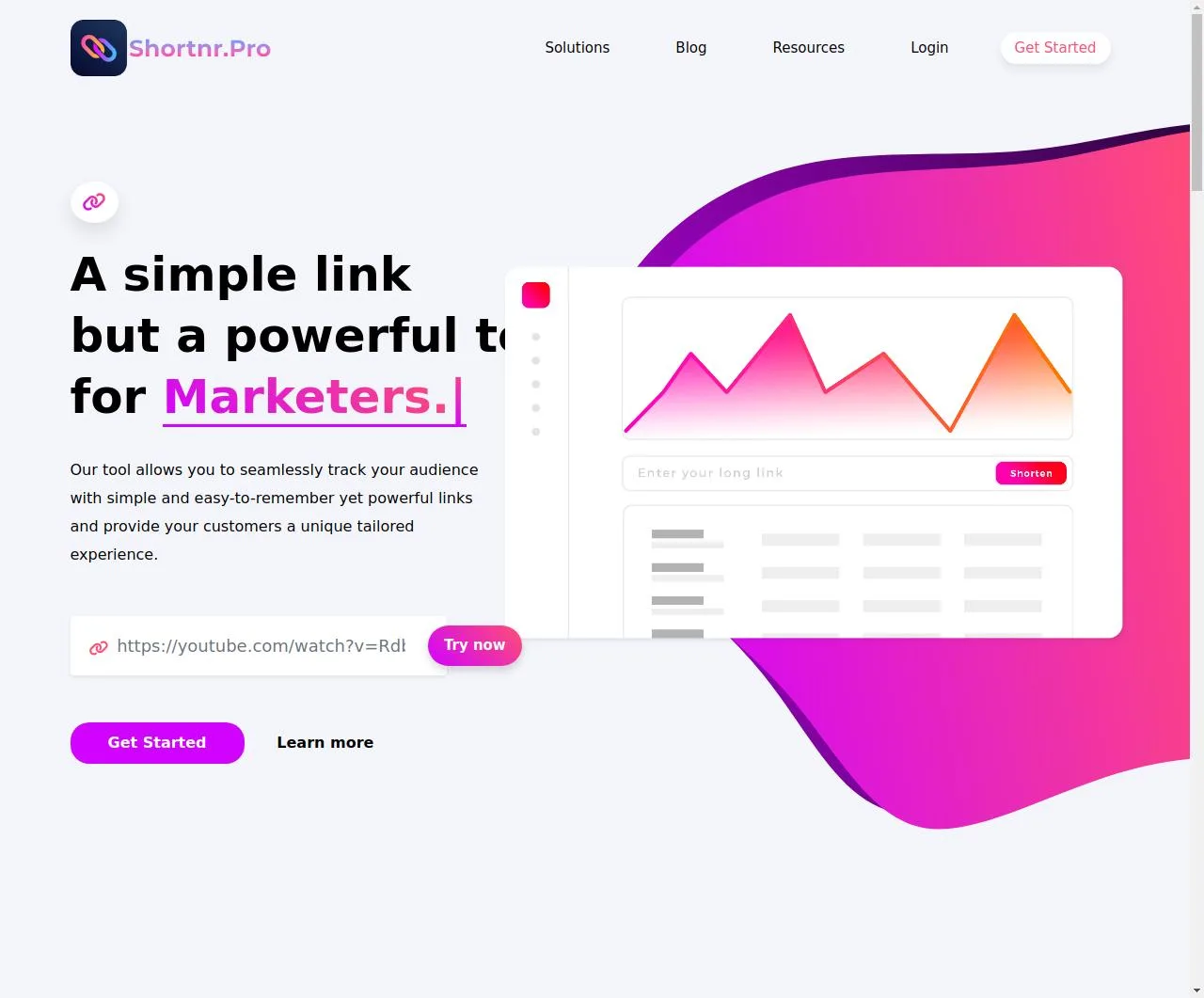 Shortnr.pro Website Screenshot