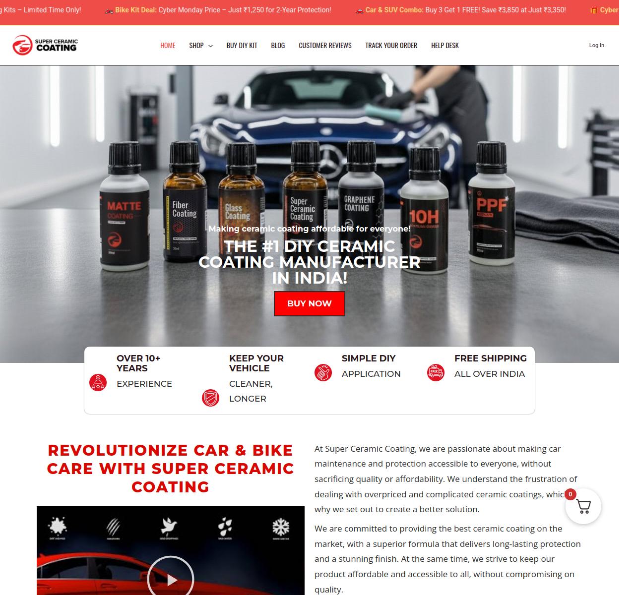 Super Ceramic Coating Website Screenshot