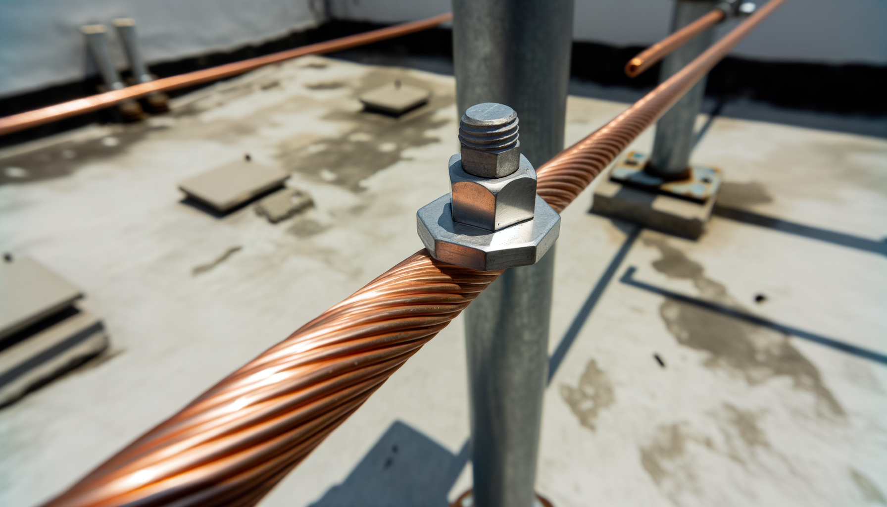 ESE Lightning Arrester installation close-up